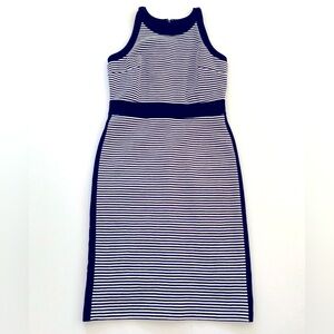 Ann Taylor Navy Blue & White Ottoman Knit Dress – Size 14 Nautical
